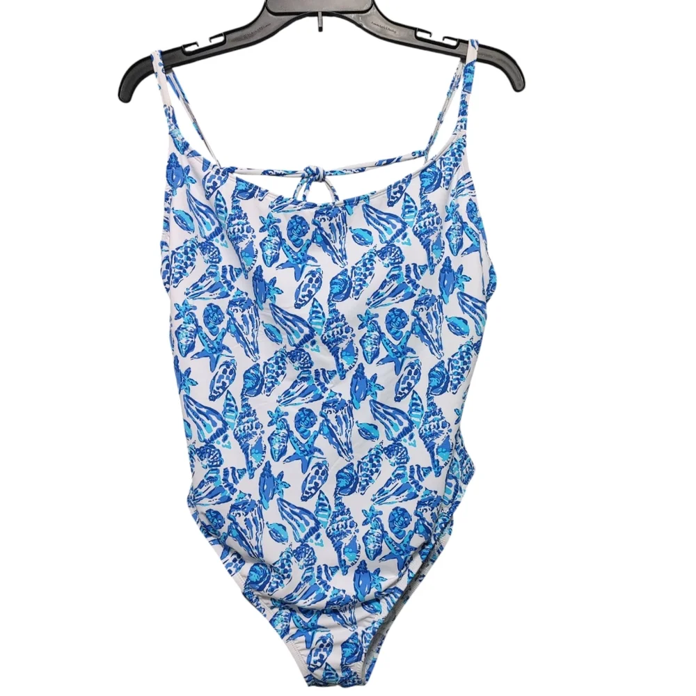 Lilly Pulitzer Lima Blue Shell Pattern One Piece Swimsuit Women's Size 14 NWT - Picture 6 of 13